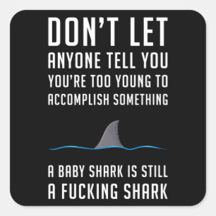 Sharks Shark Fin Fish Sea Ocean Funny Gift Idea Square Sticker