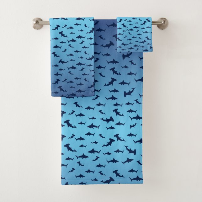 Sharks Sharks and More Sharks Bath Towel Set (Insitu)