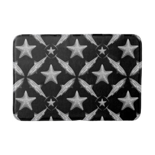 Sharks Starfish Ocean Life Nautical Coastal Black Bath Mat