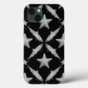 Sharks Starfish Ocean Life Nautical Coastal Black iPhone 13 Case