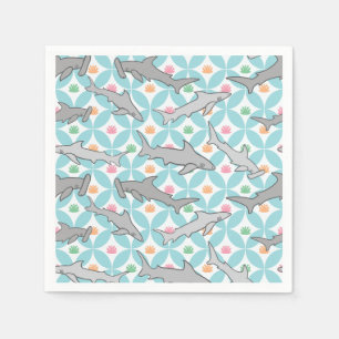 Sharks Swimming the Mid Century Current Napkin