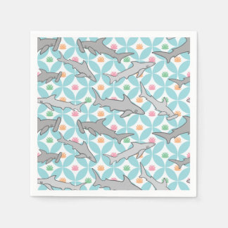 Sharks Swimming the Mid Century Current Napkin