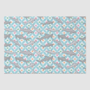 Sharks Swimming the Mid Century Current Tissue Paper