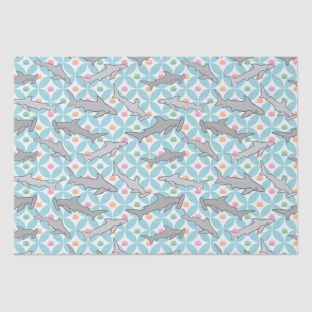 Sharks Swimming the Mid Century Current Tissue Paper (Front)