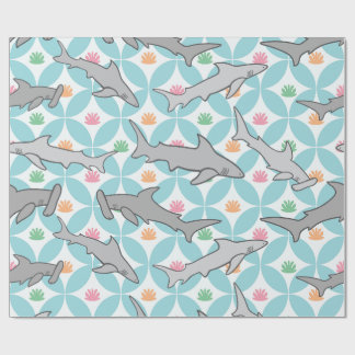 Sharks Swimming the Mid Century Current Wrapping Paper