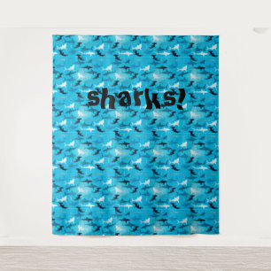 sharks! tapestry