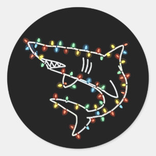 Sharks Tree Christmas Xmas Pet Animal Shark Lover  Classic Round Sticker