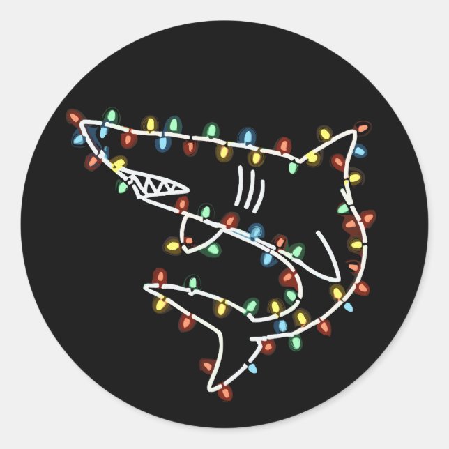 Sharks Tree Christmas Xmas Pet Animal Shark Lover  Classic Round Sticker (Front)