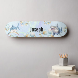 Sharks Underwater Add Name Skateboard