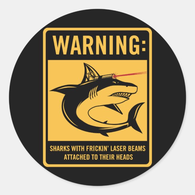 sharks with frickin laser beams attached classic round sticker (Front)