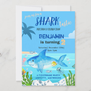 Sharktastic Birthday Invitation Card