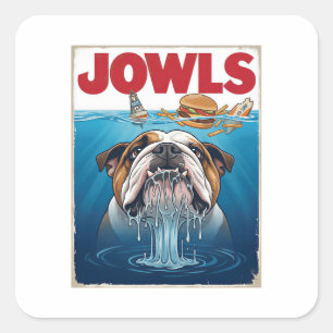Sharky English Bulldog Jowls Poster Gift Square Sticker