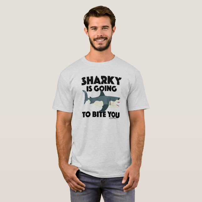 Sharky Is Going To Bite You Design - Men's Basic T T-Shirt (Front Full)