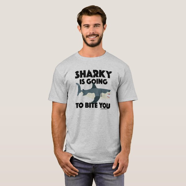 Sharky Is Going To Bite You Design - Men's Basic T T-Shirt (Front Full)