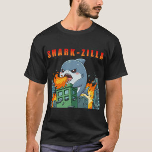 Sharkzilla Chibi Kaiju Destroying City T-Shirt