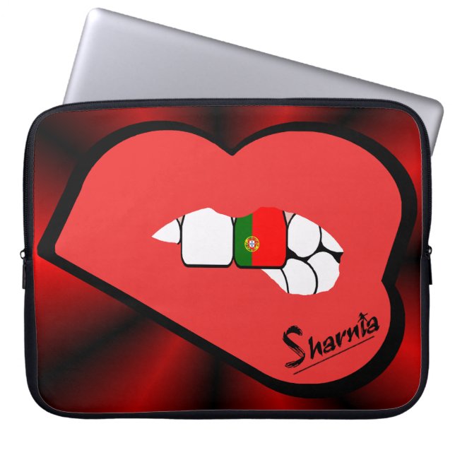 Sharnia’s Lips Portugal Laptop Sleeve (Red Lips) (Front)