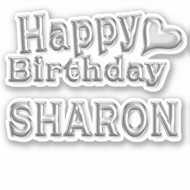 Sharon Happy Birthday silver Sticker (Front)