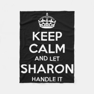 Sharon Keep Calm Personalised Name Funny Birthday Fleece Blanket