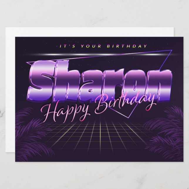 Sharon Name First Name pura retro card Birthday (Front/Back)