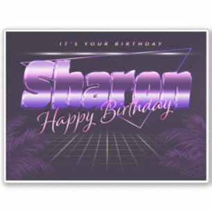 Sharon Name Vorname lila retro Sticker Geburtstag