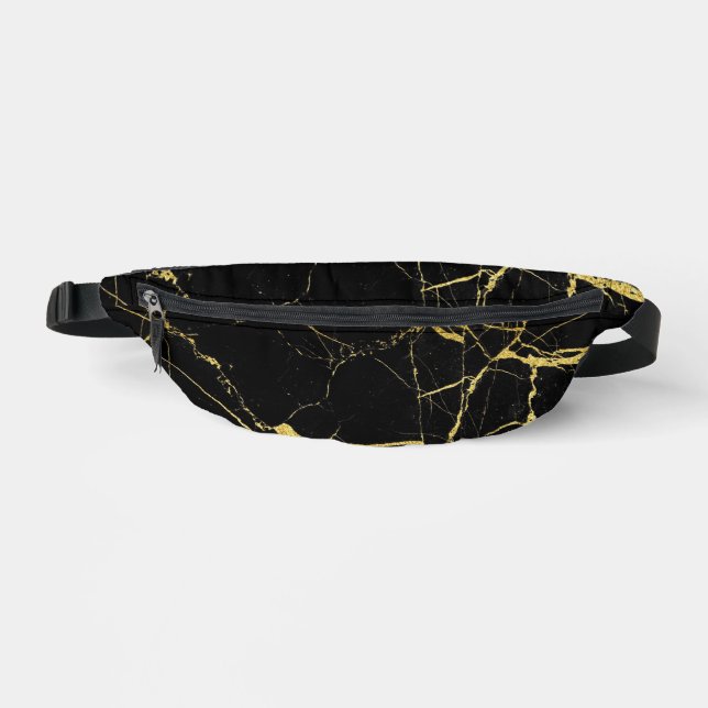 Sharp Black and Gold Marble Bum Bags (Front)