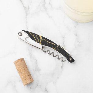 Sharp Black and Gold Marble Corkscrew