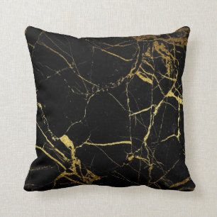 Sharp Black and Gold Marble Cushion