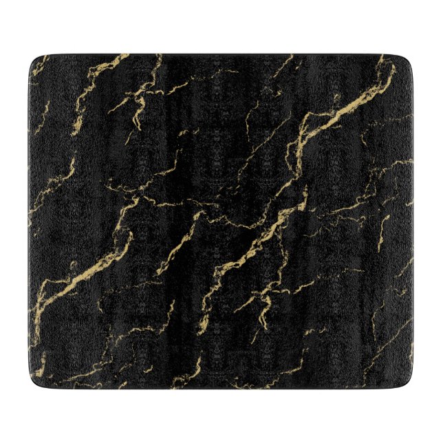 Sharp Black and Gold Marble Cutting Board (Front)