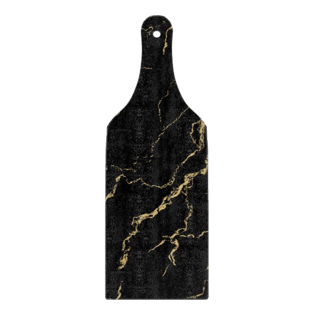 Sharp Black and Gold Marble Cutting Board (Front)