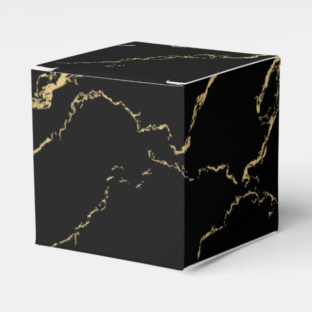 Sharp Black and Gold Marble Favour Box (Front Side)