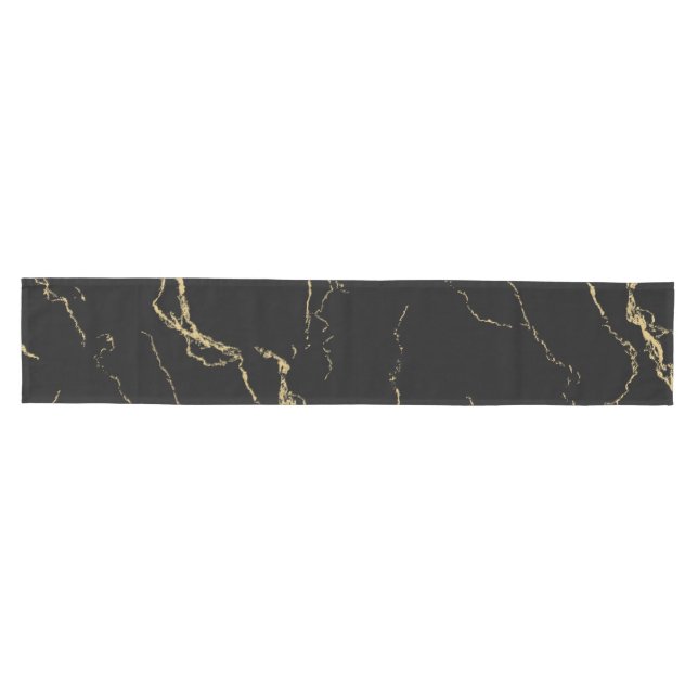 Sharp Black and Gold Marble Medium Table Runner (Horizontal)