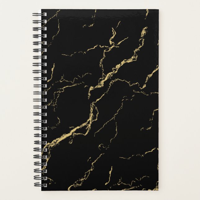 Sharp Black and Gold Marble Planner (Front)