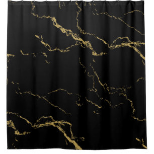 Sharp Black and Gold Marble Shower Curtain