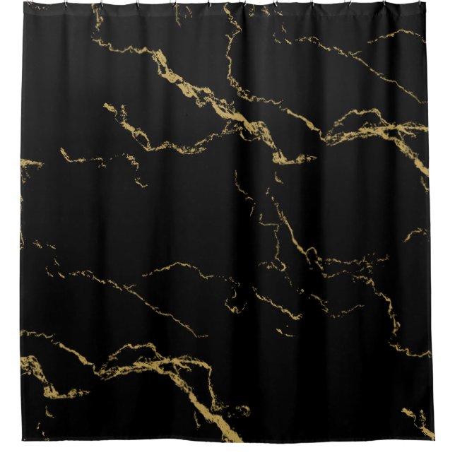 Sharp Black and Gold Marble Shower Curtain (Front)