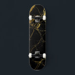Sharp Black and Gold Marble Skateboard<br><div class="desc">Marble look of black and gold</div>