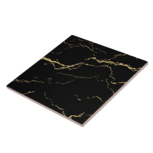Sharp Black and Gold Marble Tile