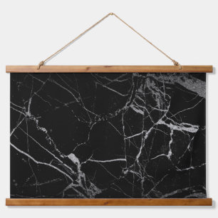 Sharp Black and Silver Marble Hanging Tapestry
