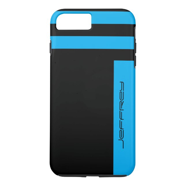 Sharp Blue & Black Minimalist with Name Tough Case-Mate iPhone Case (Back)