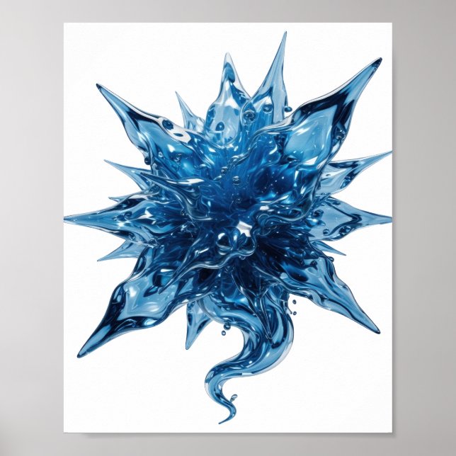 Sharp Blue WATER BALL Graphic Design Poster (Front)