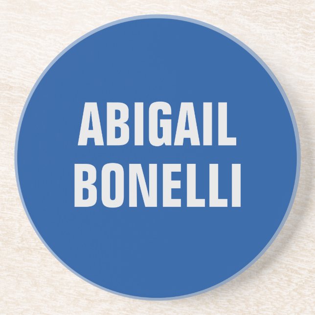 Sharp bold custom excellent minimalist name blue coaster (Front)