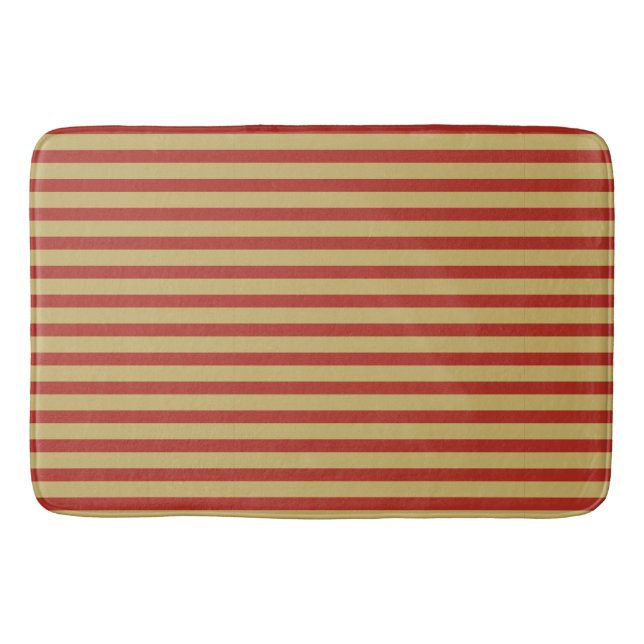 Sharp bold custom minimalist gold red colour lines bath mat (Front)