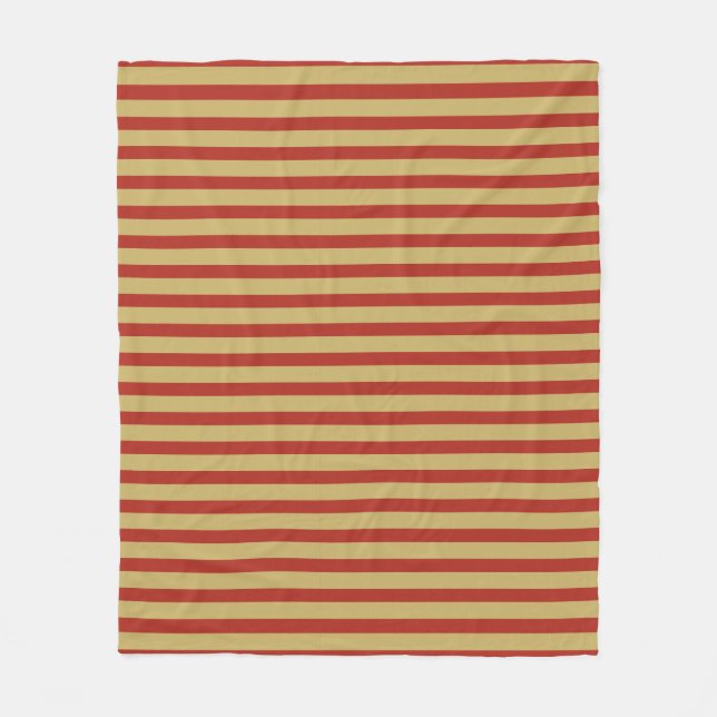 Sharp bold custom minimalist gold red colour lines fleece blanket (Front)