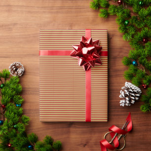Sharp bold custom minimalist gold red colour lines wrapping paper