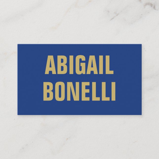 Sharp bold custom minimalist name gold blue colour enclosure card (Front)