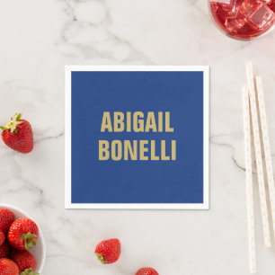Sharp bold custom minimalist name gold blue colour napkin