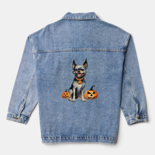 Sharp Dog Guards Halloween Pumpkins Premium Denim Jacket