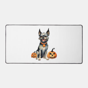 Sharp Dog Guards Halloween Pumpkins Premium Desk Mat