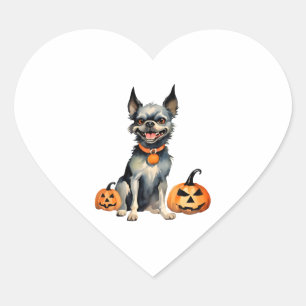 Sharp Dog Guards Halloween Pumpkins Premium Heart Sticker