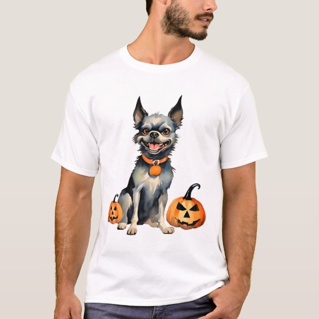 Sharp Dog Guards Halloween Pumpkins Premium  T-Shirt (Front)