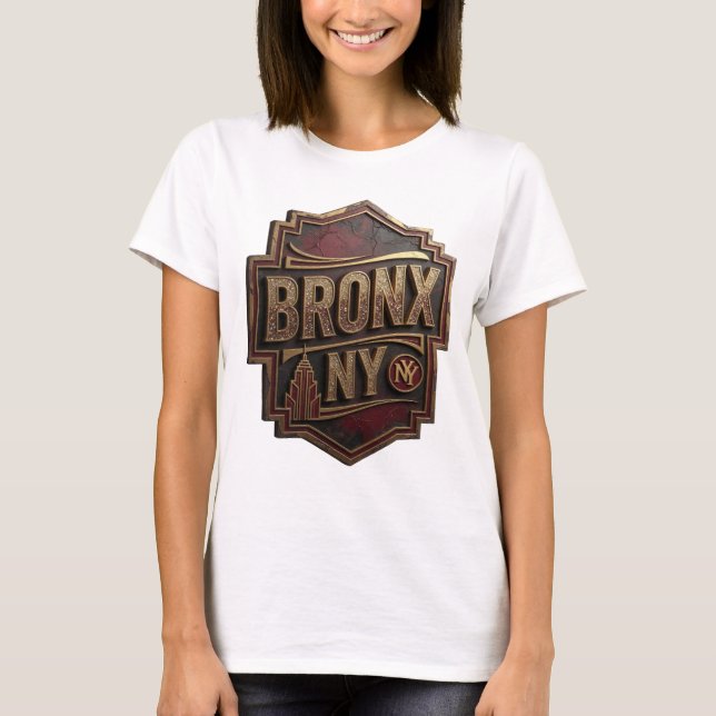 Sharp Gold BRONX NY Slogan Tee (Front)